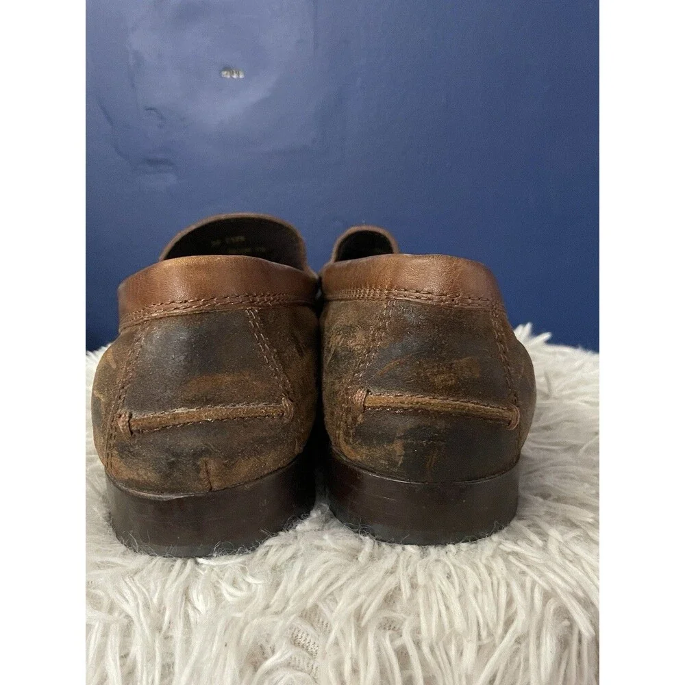 Trask Loafers Mens Size 10.5 Brown Waxed  Leather Shoes Slip On